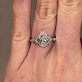 "Layla" 2 Carat Pear Cut Diamond with Marquise Cut Diamond Petals Platinum Engagement Ring