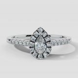 "Arlet" 1 Carat Halo Pear Cut Diamond Shoulder Engagement Ring HAPS06