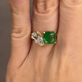 "Juni" Toi Et Moi 1.2 Carat Pear Cut Diamond Paired with 2 Carat Emerald Gem Ring
