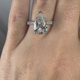 "Starry" 5 Carat Pear Shape Diamond Shoulder Engagement Ring