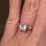 "Darcy" Three Stone Princess Cut with Emerald Cut Diamond Trilogy Engagement Ring 3SPC03