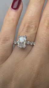 "Ethena" Radiant Cut 4 carat Diamond Shoulder Engagement Ring