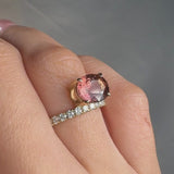 "Camden" 2 Carat Oval Cut Pink Tourmaline shoulder Diamond Engagement Ring HR1849
