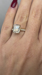 "Tensey" Elongated Cushion Cut Diamond Shoulder Engagement Ring