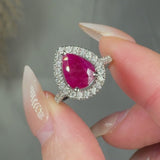 "Avelora" 2.04 Carat Pear Cut Natural Diamond Shoulder Engagement Ring HR1499