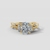"Clandestine" Oval Cut 2.5 Carat Diamond Shoulder  18KT Yellow Gold Engagement Ring DSOC06