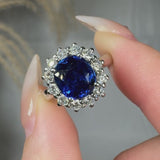 "Calvionyx" Blue Sapphire 3.11 Carat Cushion Mixed Cut Diamond Engagement Ring RAM1255R
