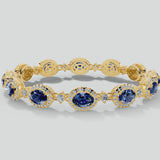 Oval Shape 12 Carat Sapphire Center Featuring Diamond Halo Bracelet BRHAOCS