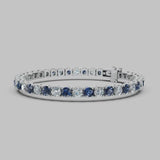 Round Brilliant Diamond and Sapphire 4 Claw Bracelet BRDS45345