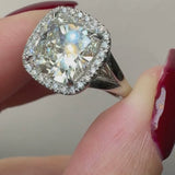 "Serene" 5 Carat Cushion Cut Halo Platinum Engagement Ring