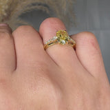 "Orzelyn" Yellow 1.58 Carat Oval Cut Lab Grown Diamond Shoulder Engagement Ring HLR444