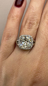 "Serene" Round Cut 5 Carat Cushion Cut Halo Platinum Engagement Ring HACC03