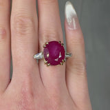 "Zorelle" Oval Cut Ruby 13.55 Carat Lab Grown Diamond Trilogy Engagement Ring HLR51
