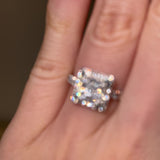 "Clara" Square Halo Princess Cut Diamond Shoulder Engagement Ring HAPC02