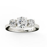 PINE - Round Brilliant Trilogy Engagement Ring in Platinum - HEERA DIAMONDS