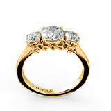 PINE - Round Brilliant Trilogy Engagement Ring in Yellow Gold - HEERA DIAMONDS