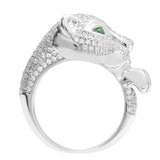 18ct White Diamond-1.21ct Em-0.06ct Panther Ring - HEERA DIAMONDS