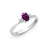 18ct White Gold Diamond And Amethyst And 3 Stone Ring - HEERA DIAMONDS