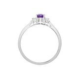 18ct White Gold Diamond And Amethyst And 3 Stone Ring - HEERA DIAMONDS