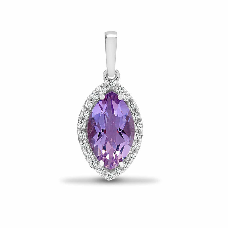 18ct White Gold Diamond And Amethyst Pendant - HEERA DIAMONDS