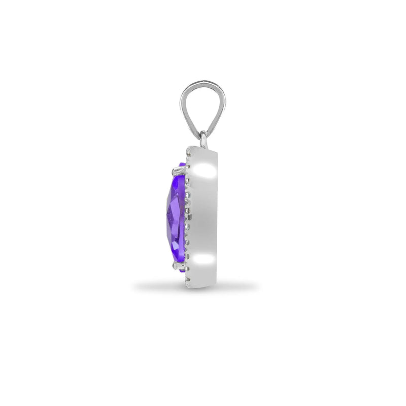 18ct White Gold Diamond And Amethyst Pendant - HEERA DIAMONDS