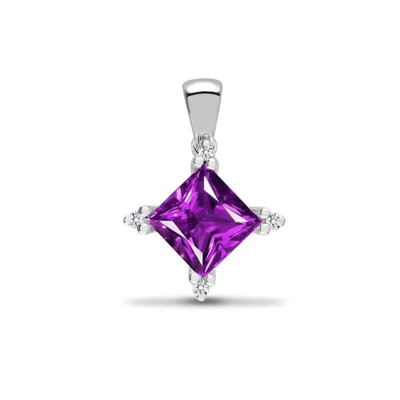 18ct White Gold Diamond And Amethyst Pendant - HEERA DIAMONDS