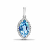 18ct White Gold Diamond And Blue Topaz Pendant - HEERA DIAMONDS