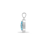 18ct White Gold Diamond And Blue Topaz Pendant - HEERA DIAMONDS