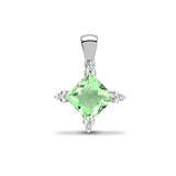 18ct White Gold Diamond And Green Amethyst Pendant - HEERA DIAMONDS