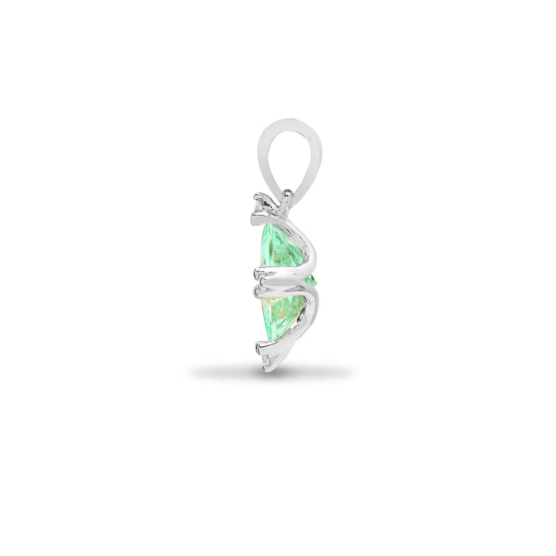 18ct White Gold Diamond And Green Amethyst Pendant - HEERA DIAMONDS