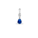 9ct White Diamonds -4pts Sapphire -90pts Drop Pendant - HEERA DIAMONDS