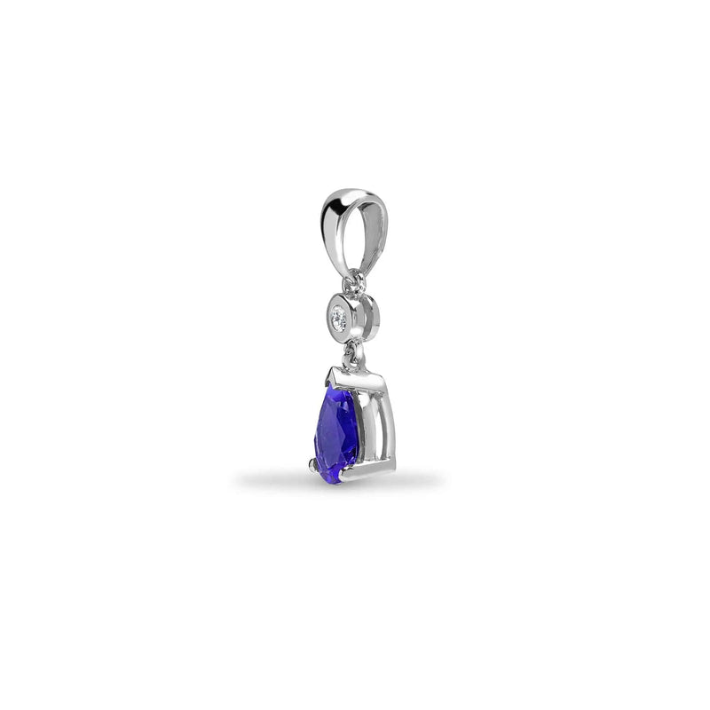 9ct White Diamonds -4pts Sapphire -90pts Drop Pendant - HEERA DIAMONDS
