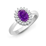 9ct White Gold Diamond And Amethyst Ring - HEERA DIAMONDS