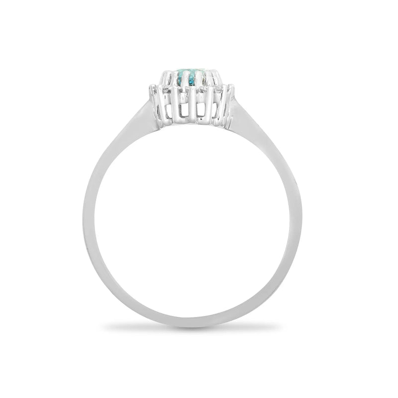 9ct White Gold Diamond And Blue Topaz Ring - HEERA DIAMONDS