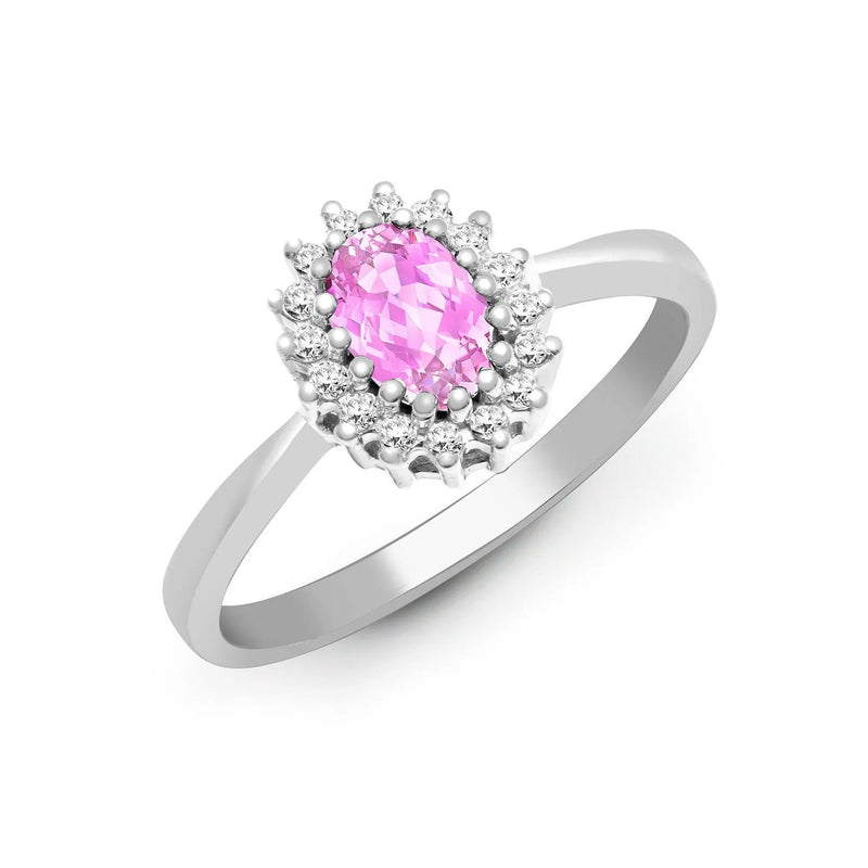 9ct White Gold Diamond And Pink Sapphire Ring - HEERA DIAMONDS