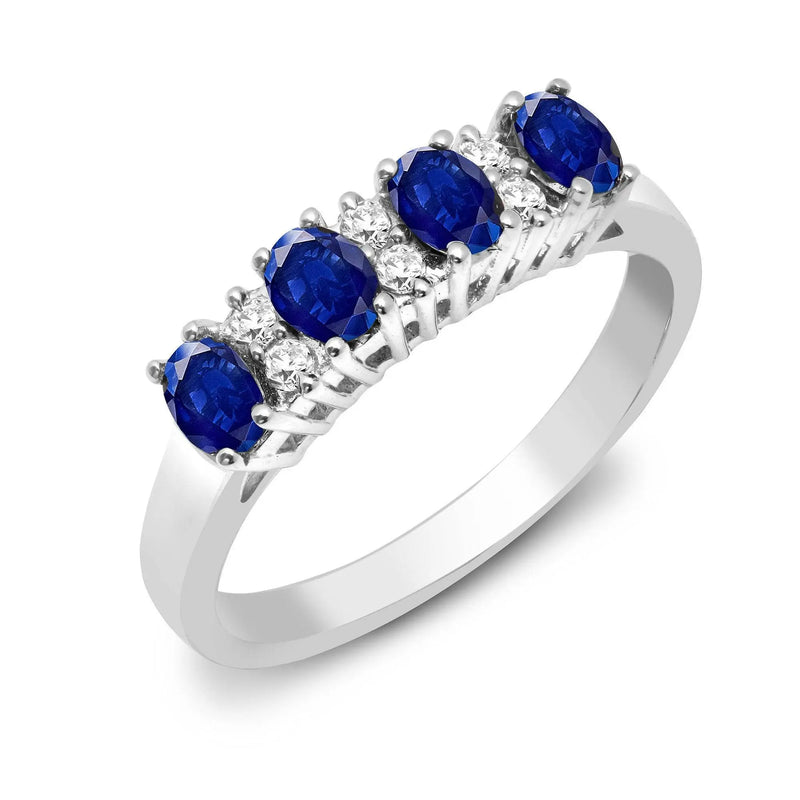 9ct White Gold Diamond And Sapphire Ring - HEERA DIAMONDS