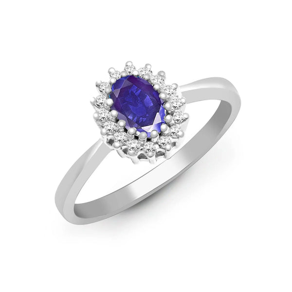 9ct White Gold Diamond And Tanzanite Ring - HEERA DIAMONDS