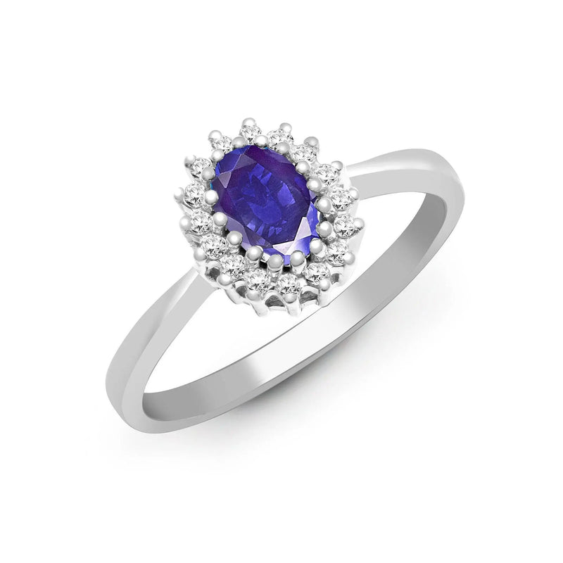9ct White Gold Diamond And Tanzanite Ring - HEERA DIAMONDS