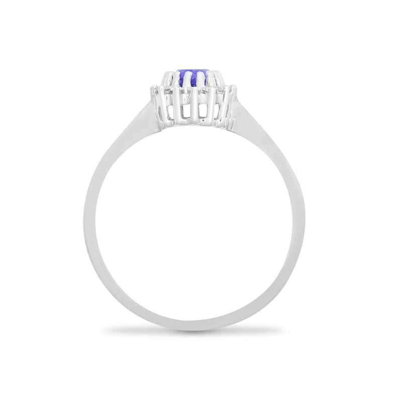 9ct White Gold Diamond And Tanzanite Ring - HEERA DIAMONDS