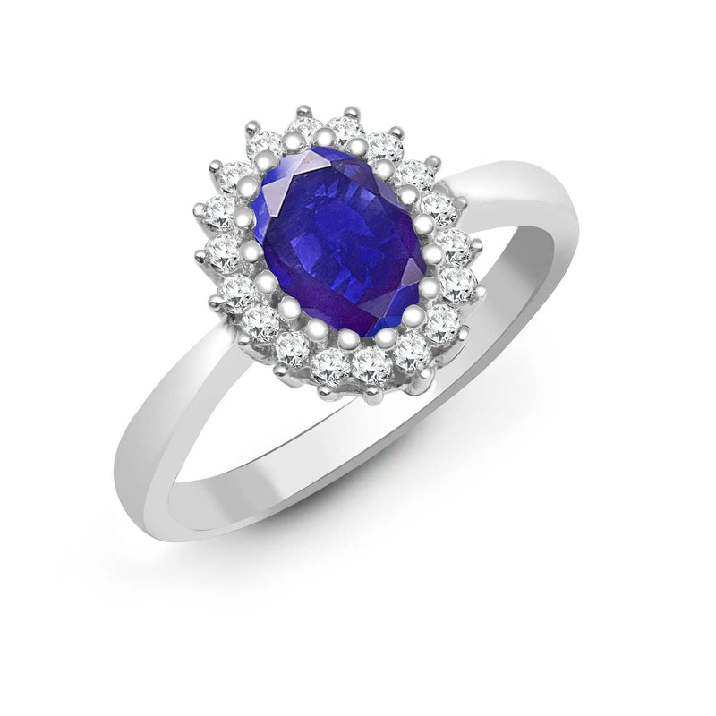 9ct White Gold Diamond And Tanzanite Ring - HEERA DIAMONDS
