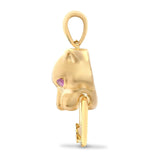 9ct Yellow Diamonds -3pts Pink Saphire -7pts Panther Pendant - HEERA DIAMONDS