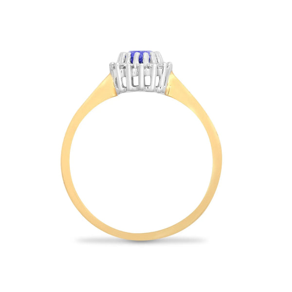 9ct Yellow Gold Diamond And Tanzanite Ring - HEERA DIAMONDS