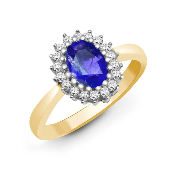 9ct Yellow Gold Diamond And Tanzanite Ring - HEERA DIAMONDS