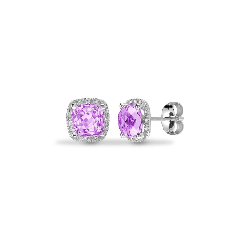 AMETHYST DROP EARRINGS IN 9K WHITE GOLD - HEERA DIAMONDS