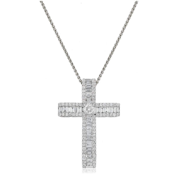 BAGUETTE CUT DIAMOND CROSS PENDANT - HEERA DIAMONDS