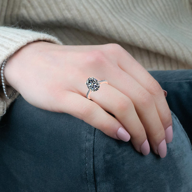 BERTA - Oval Diamond Engagement ring with Diamond Shoulders in Platinum - HEERA DIAMONDS