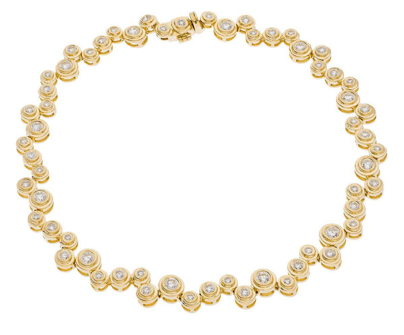 Round Cut Diamond Full Staggered Line Tennis Bracelet in Rub Over Setting - HEERA DIAMONDS