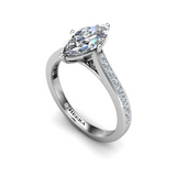 CLEO - Emerald Diamond Engagement ring with Princess Channel Set Shoulders in Platinum - HEERA DIAMONDS