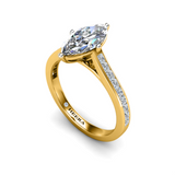 CLEO - Emerald Diamond Engagement ring with Princess Channel Set Shoulders in Yellow Gold - HEERA DIAMONDS