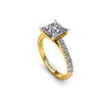 SONIA - Princess Diamond Engagement ring with Diamond Shoulders in Yellow Gold - HEERA DIAMONDS